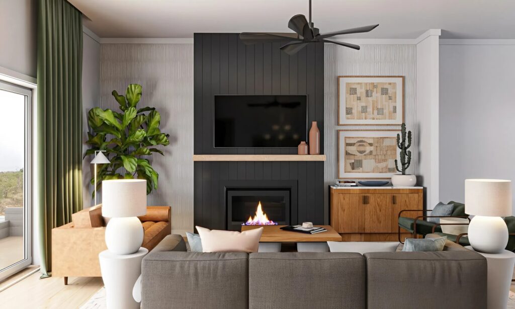 Black trim and a gray accent wall painted by a painting company in Powell, OH