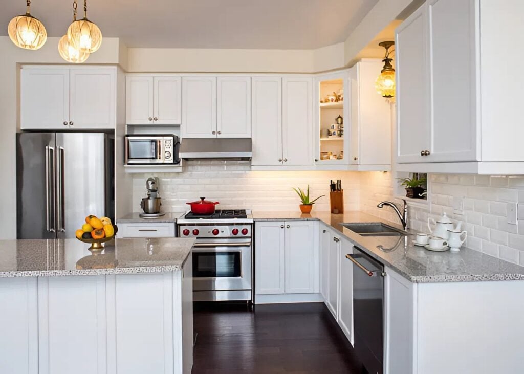 Updated kitchen cabinets painted by a painting company in Upper Arlington, OH