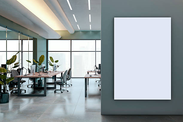 Modern office interior with soft gray-blue painted walls and a clean, professional finish by a painting company in Hilliard, OH